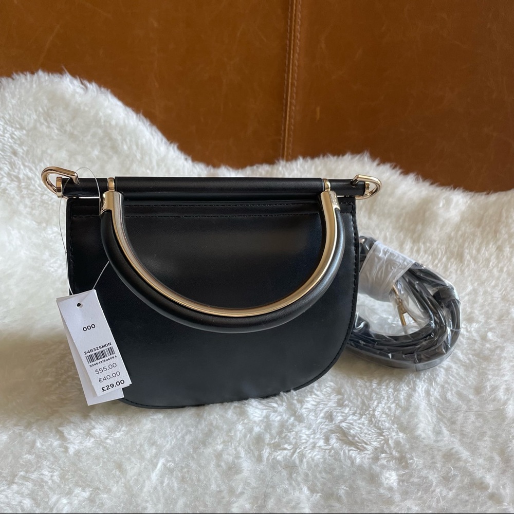 Topshop Cowhide Purse Crossbody Gold Hardware - Picture 3 of 9
